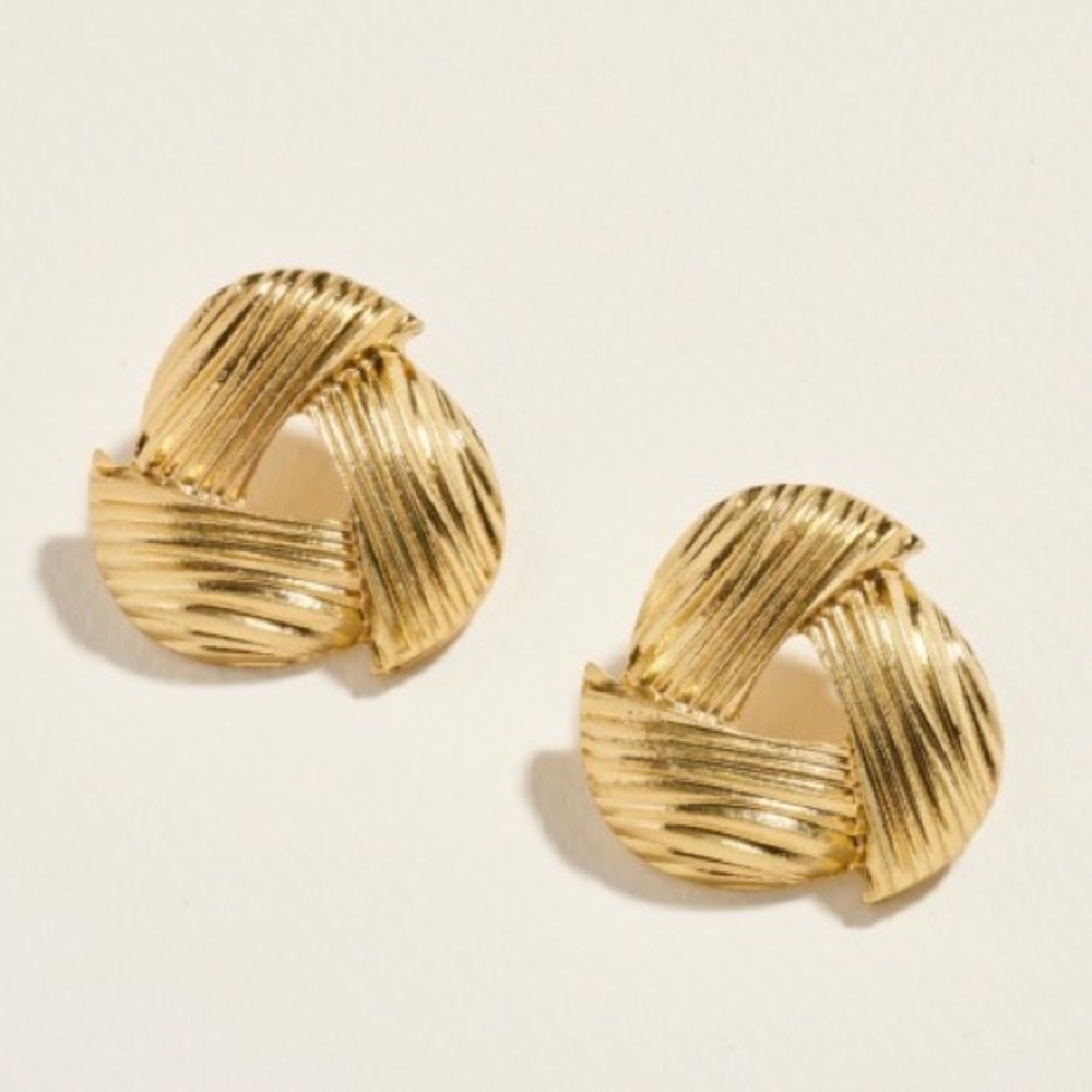 Gold Ruffle Ribbed Earrings (1111) - Picture 3 of 4